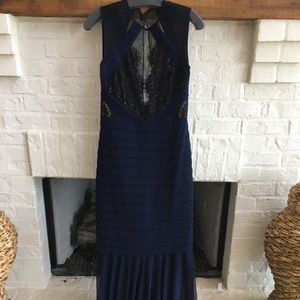 Long navy evening gown.
